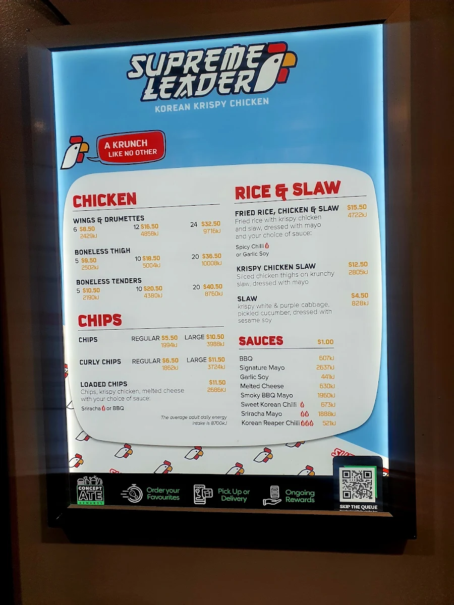 Menu, Supreme Leader Kings Meadows