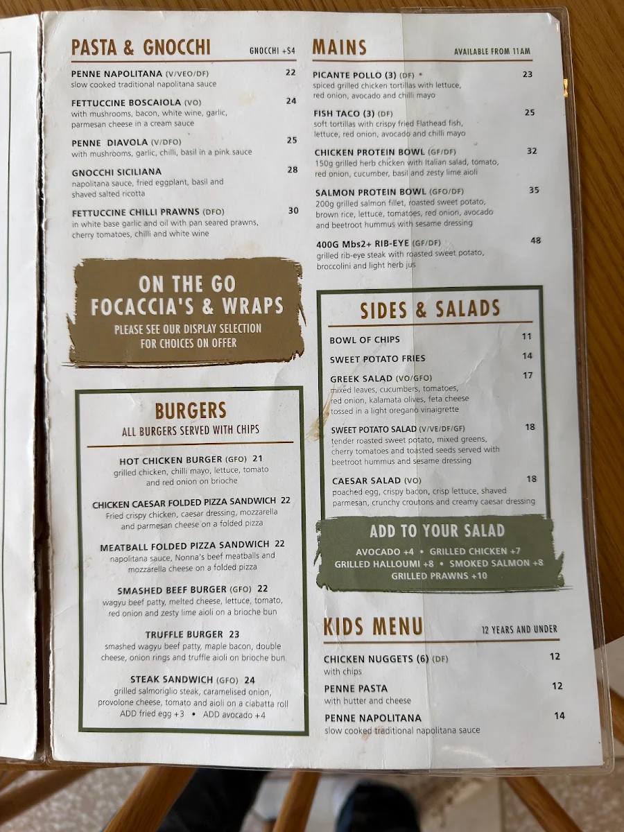 Menu, GRANATA'S Liverpool