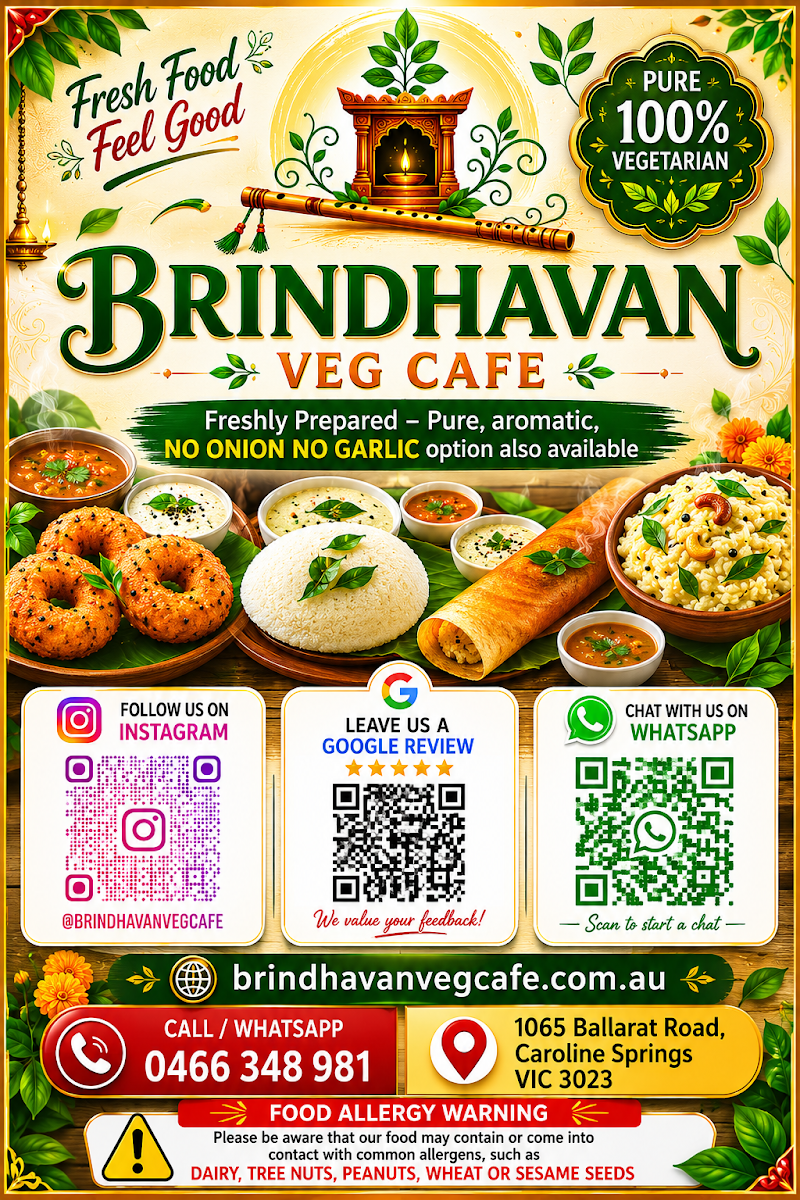 Menu, Brindhavan Veg Cafe