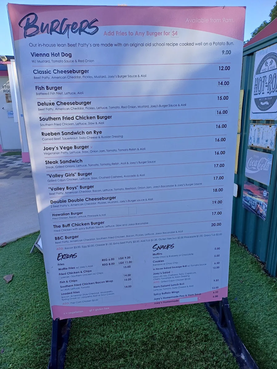 Menu, Joey's Swan Valley Diner
