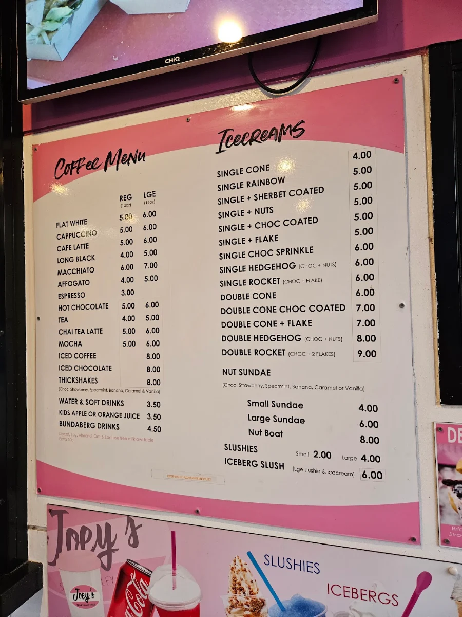 Menu, Joey's Swan Valley Diner