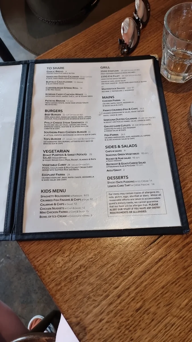 Menu, Grand View Hotel