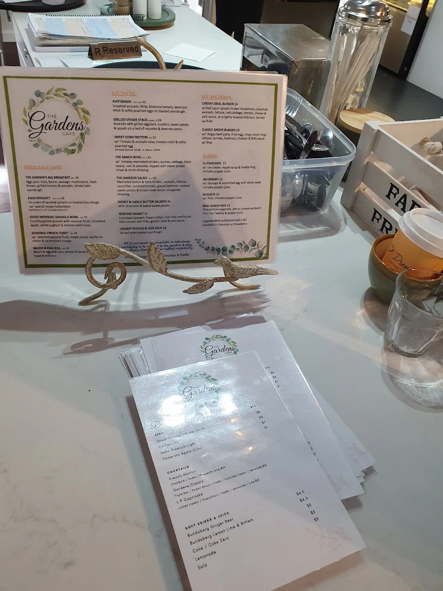 Menu, The Garden's Cafe Mount Annan
