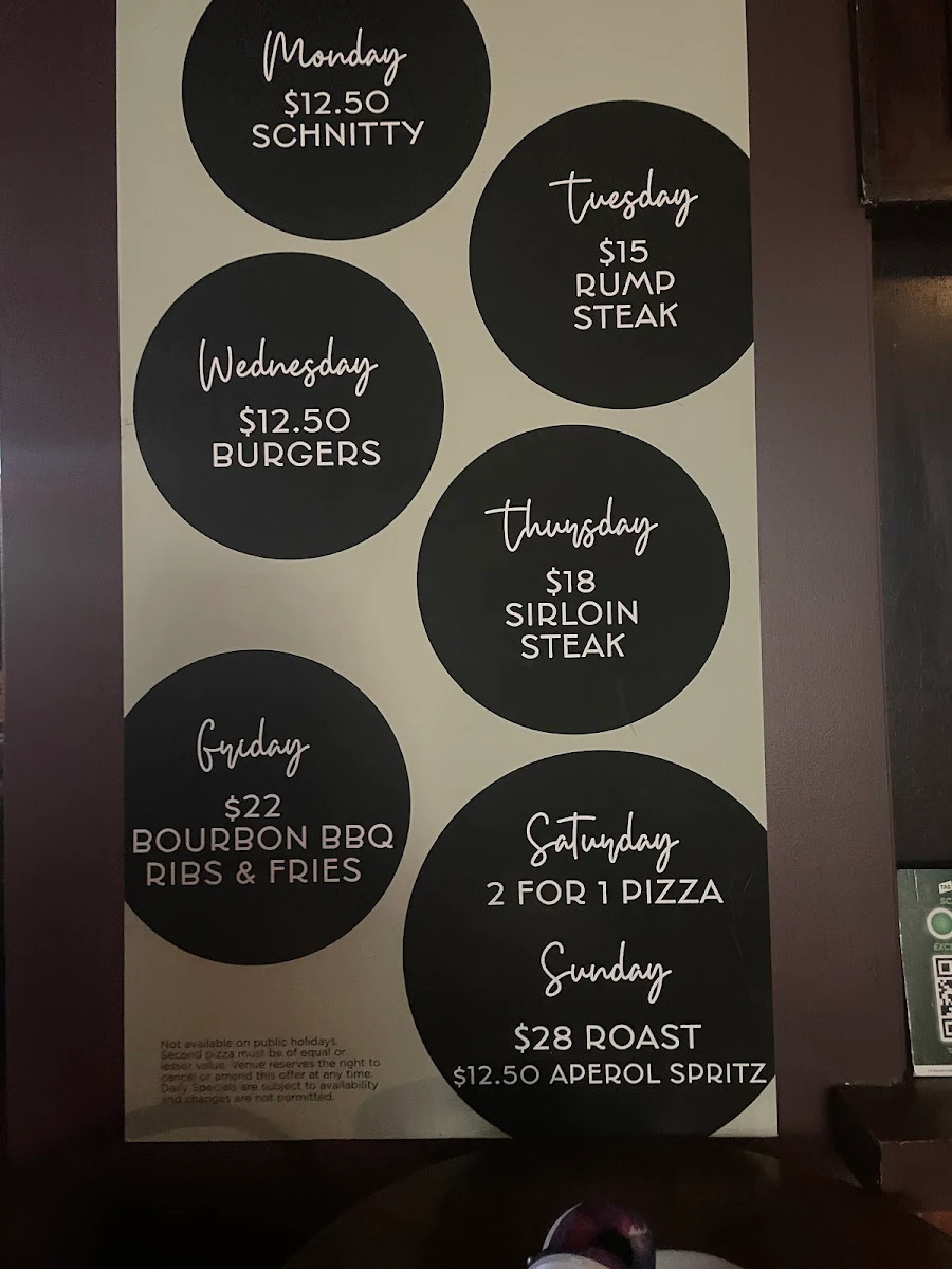 Menu, Keg & Brew Hotel