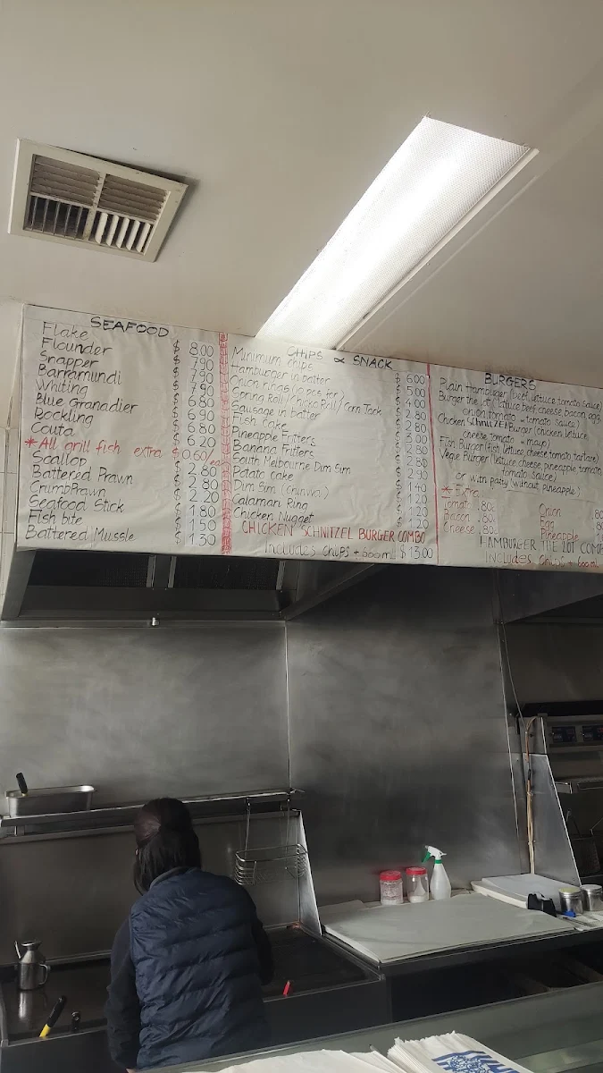 Menu, Sunshine Star Fish & Chips