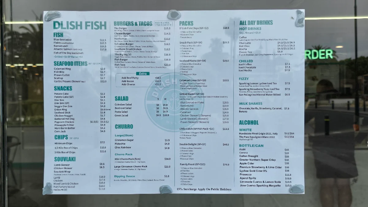 Menu, D'Lish Fish