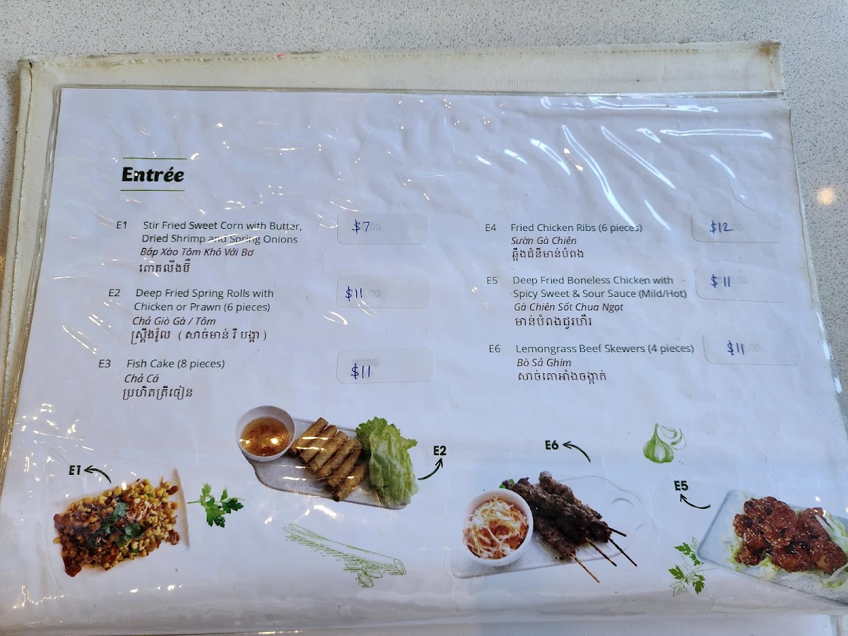 Menu, Lemongrass Restaurant
