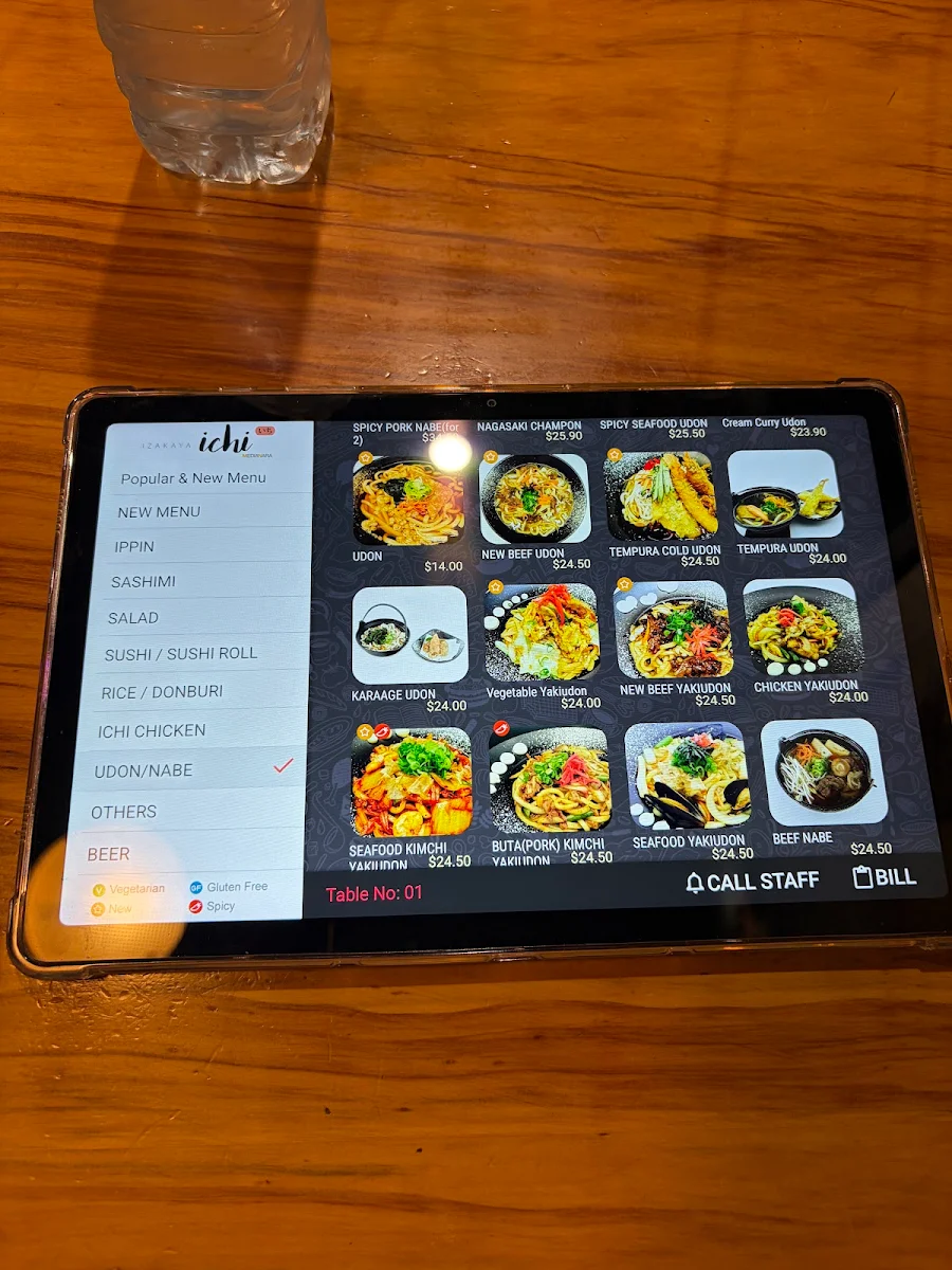 Menu, Izakaya Ichi