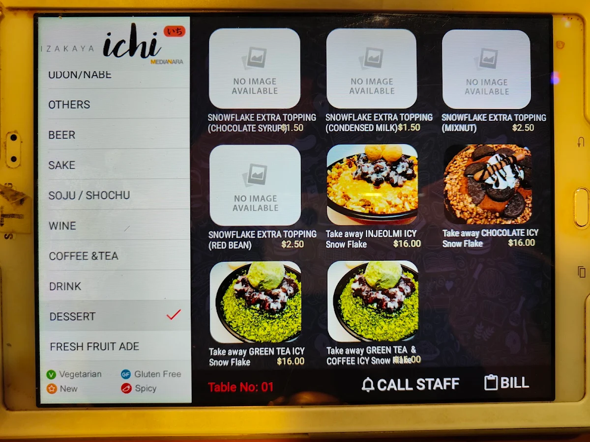 Menu, Izakaya Ichi