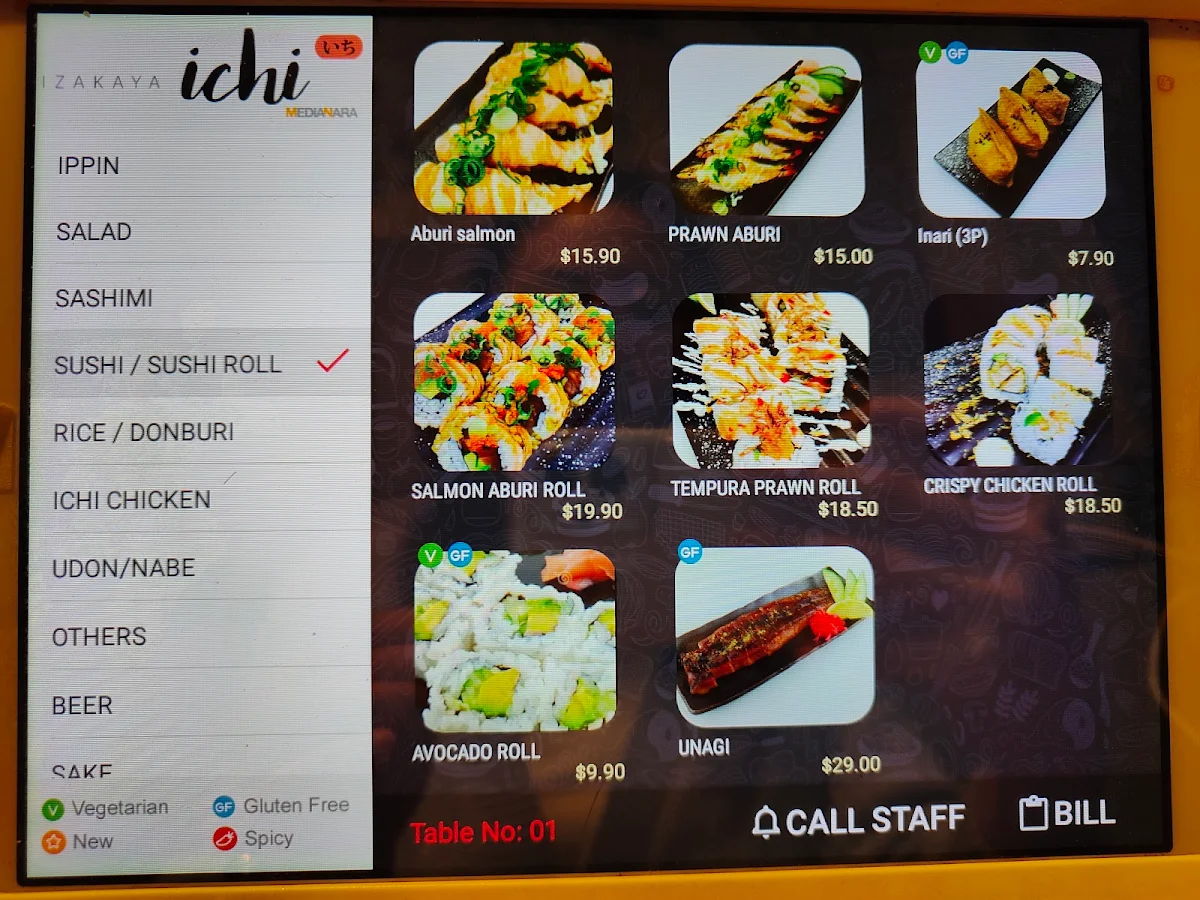 Menu, Izakaya Ichi