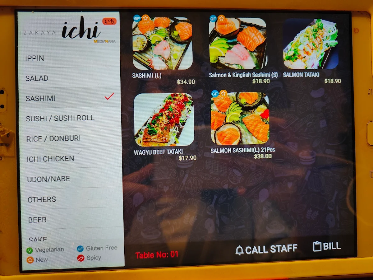 Menu, Izakaya Ichi