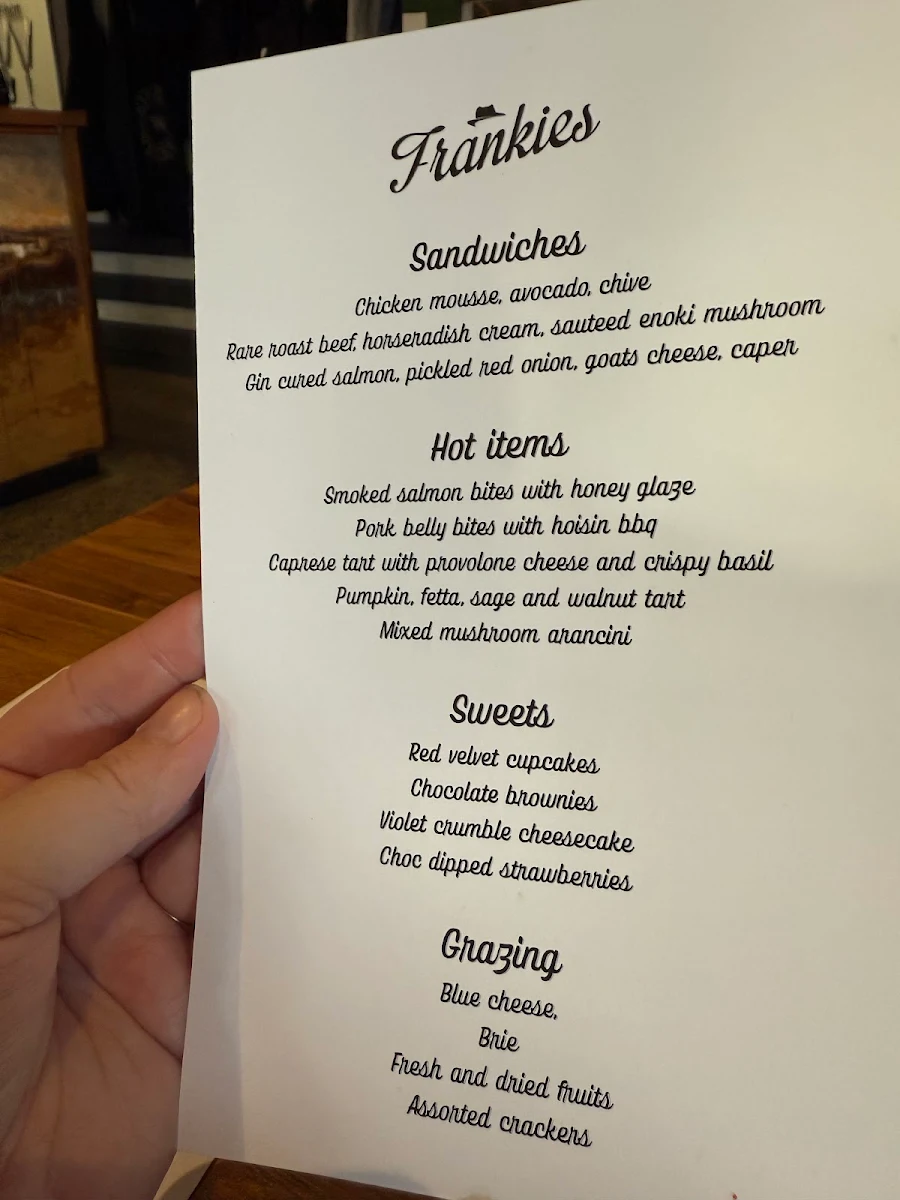 Menu, Frankies At Forde
