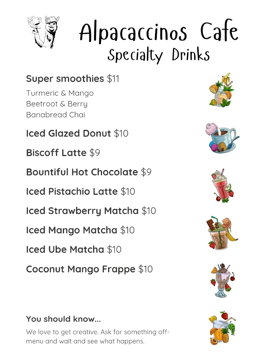 Menu, Alpacaccinos