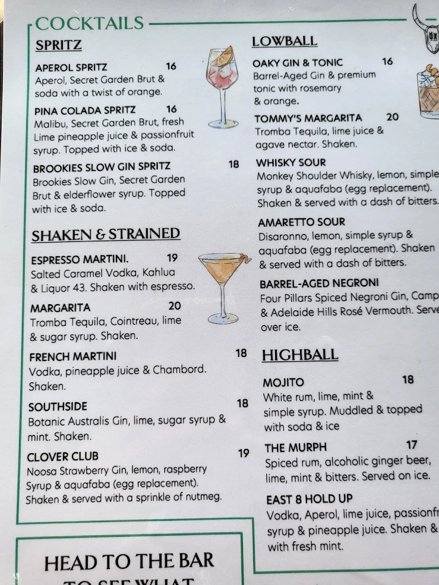 Menu, Oxford Tap House
