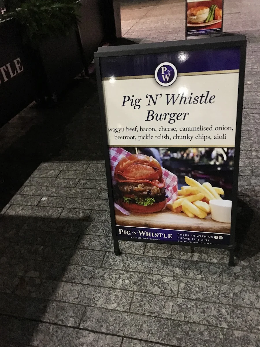 Menu, Pig 'N' Whistle King George Square
