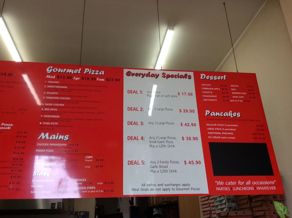 Menu, The Gully Pizza House