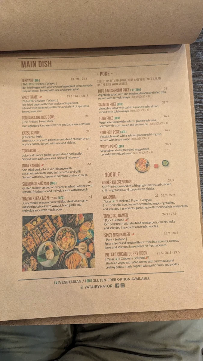 Menu, Yatai