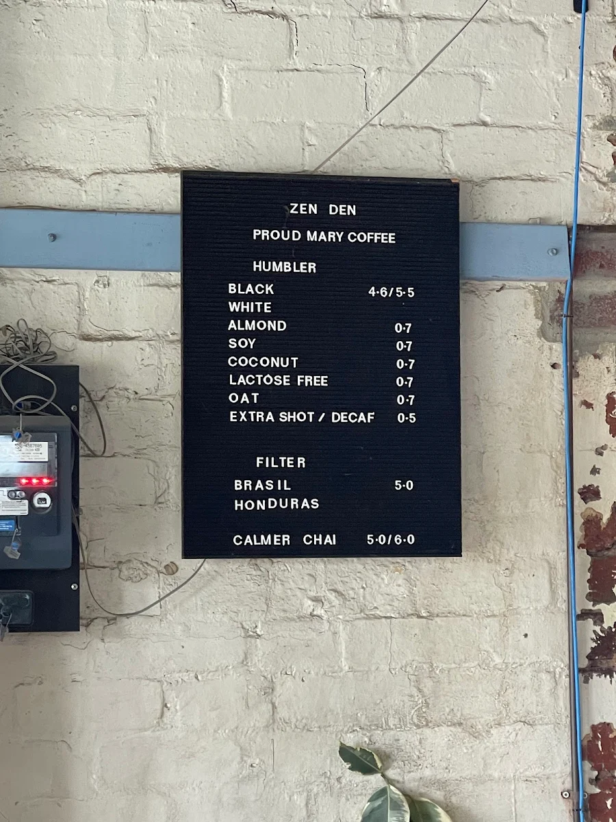 Menu, Cafe Zen Den