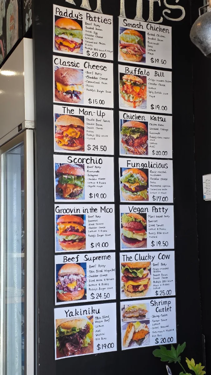 Menu, Paddy's Patties