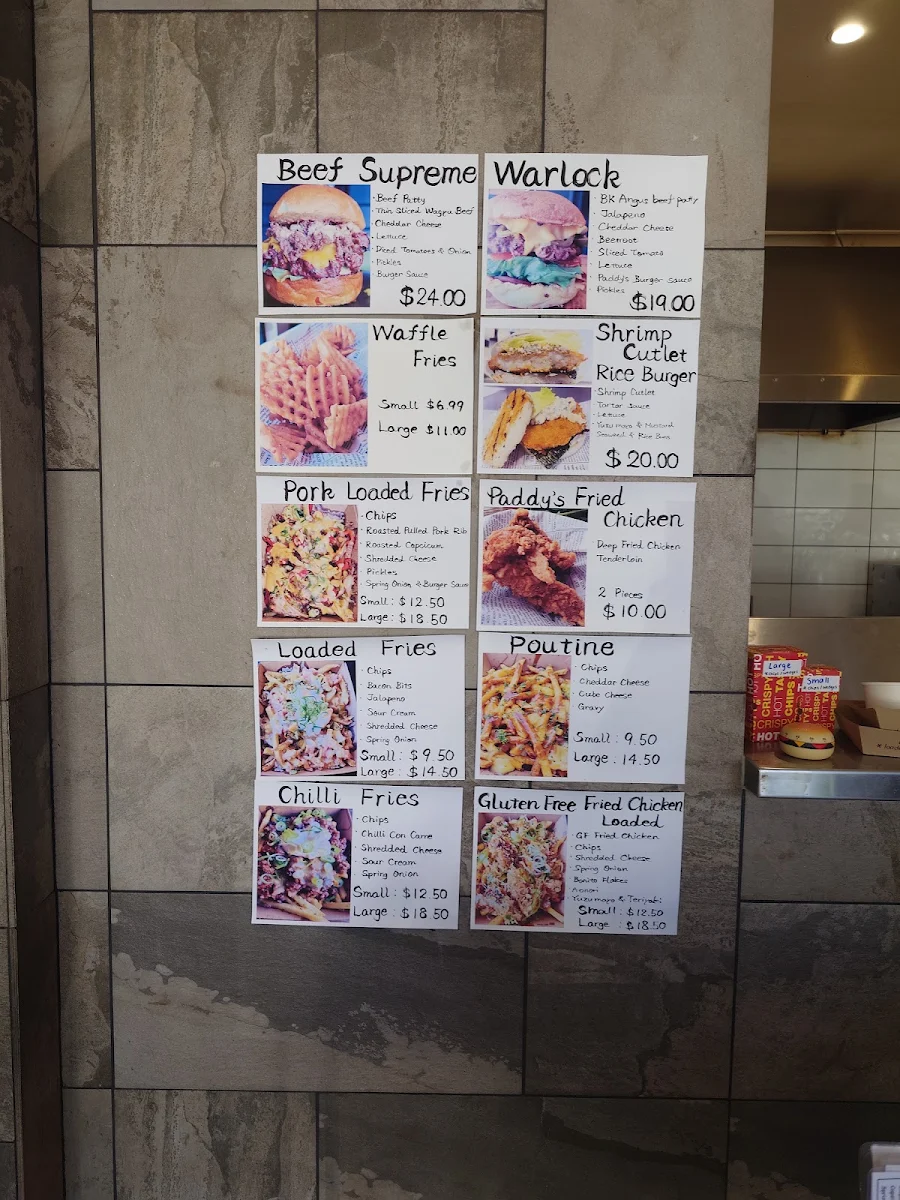 Menu, Paddy's Patties