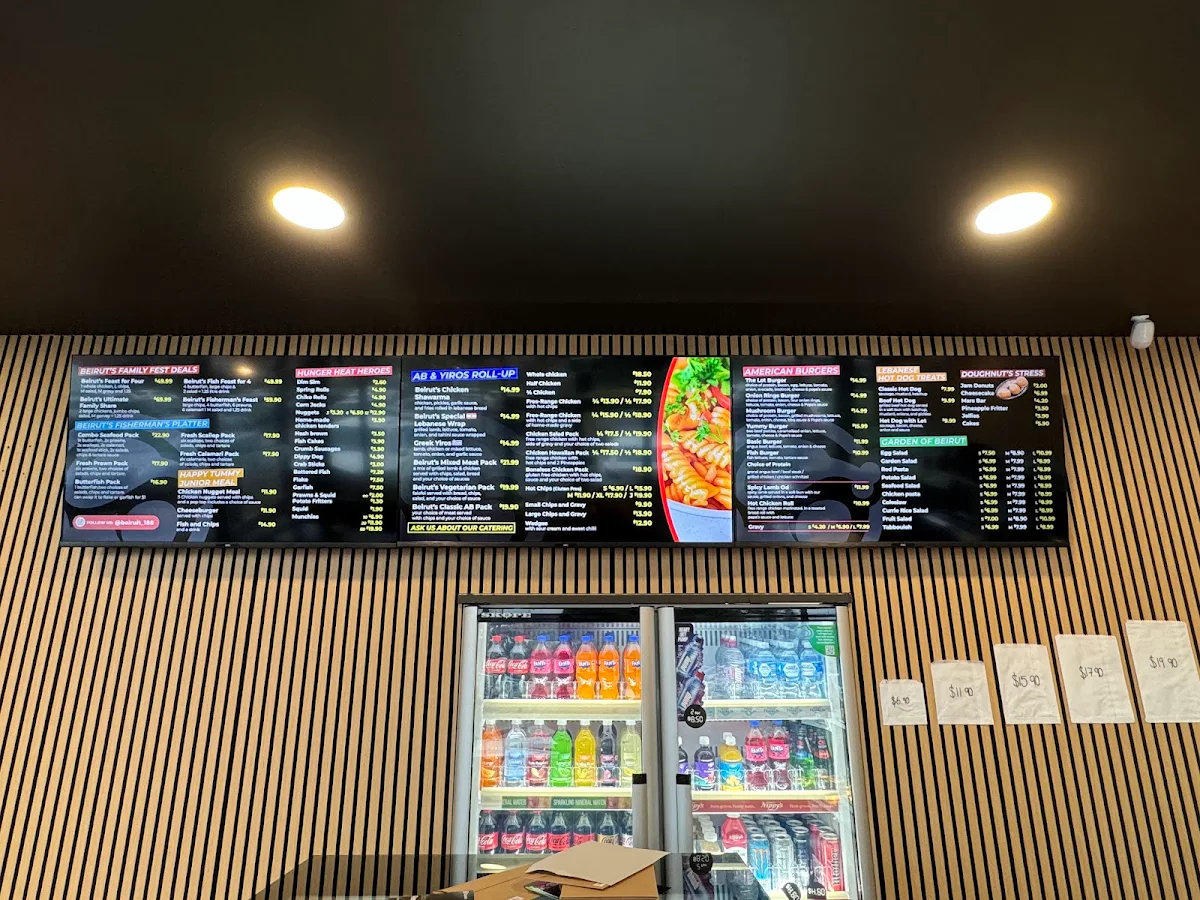 Menu, beirut chicken & seafood