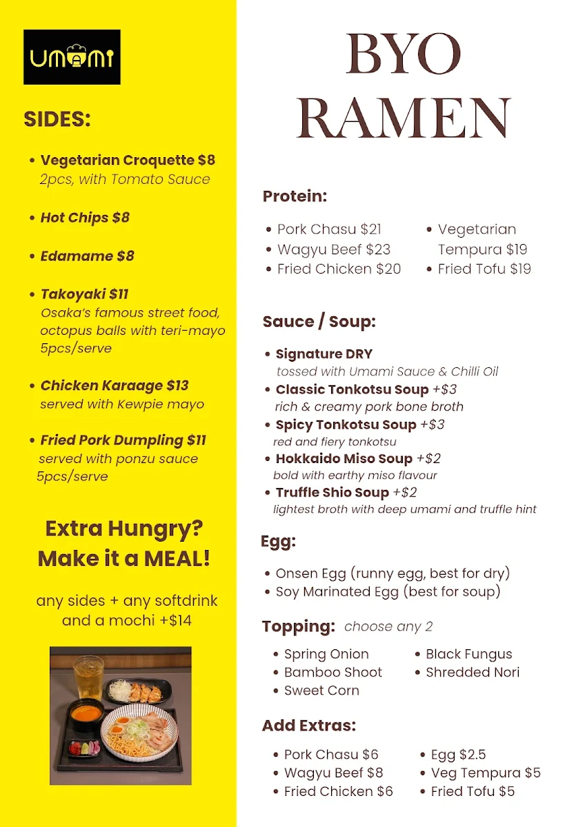 Menu, Umami Kitchen