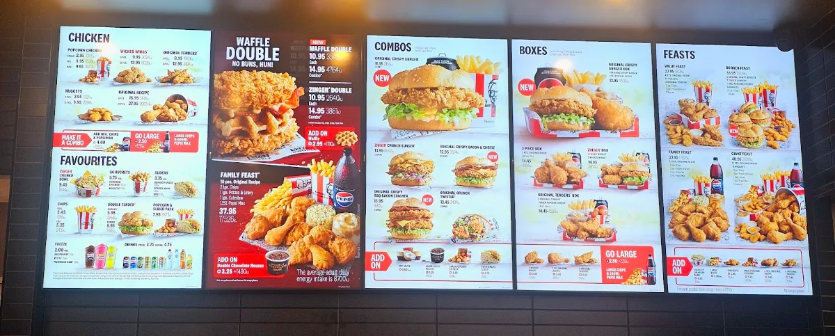 Menu, KFC Cannington
