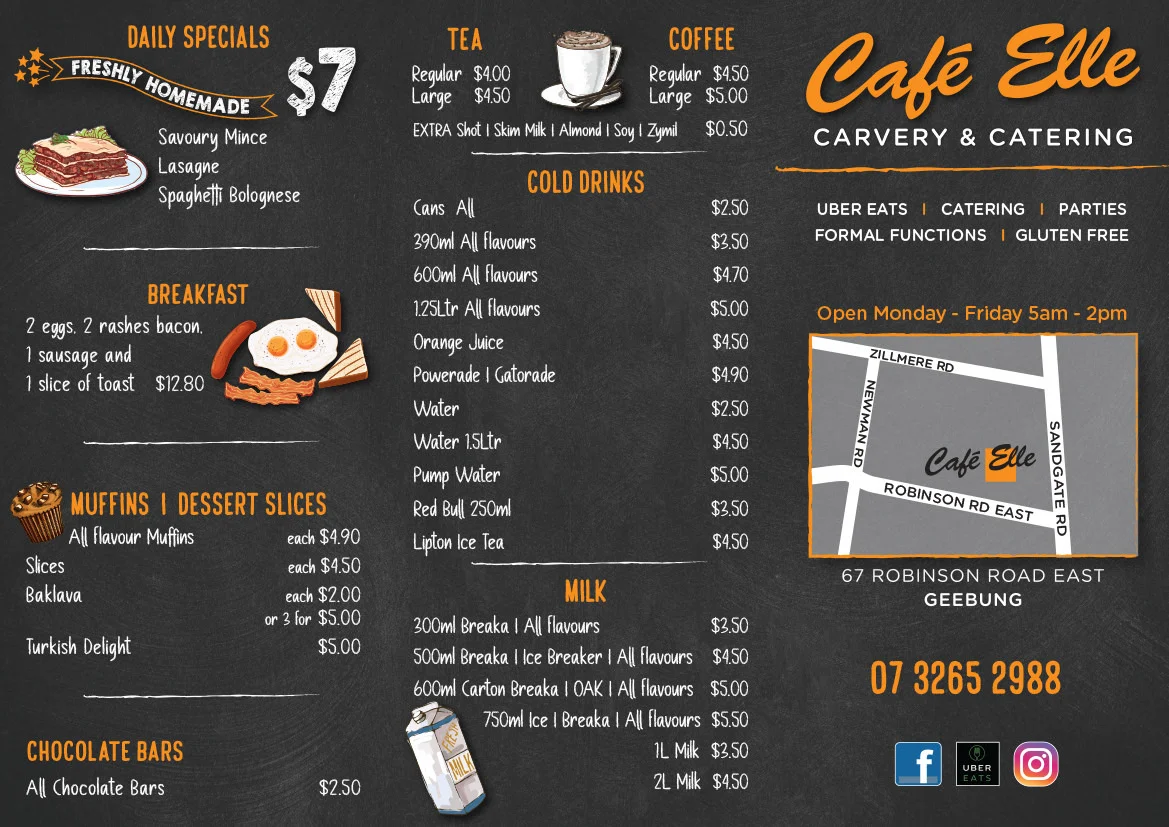 Menu, CAFE ELLE