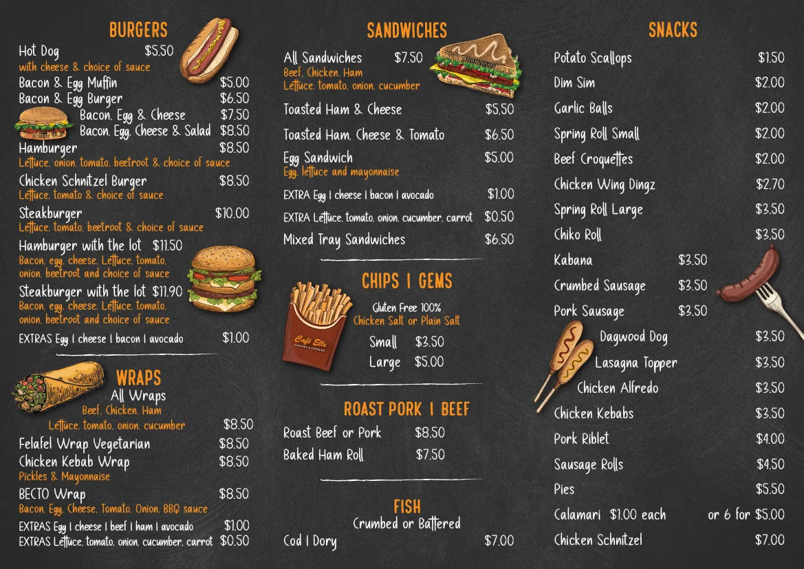 Menu, CAFE ELLE