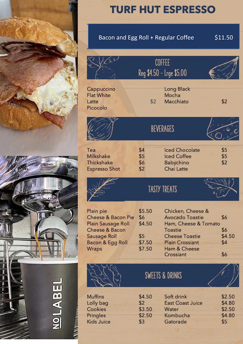 Menu, Turf Hut Espresso