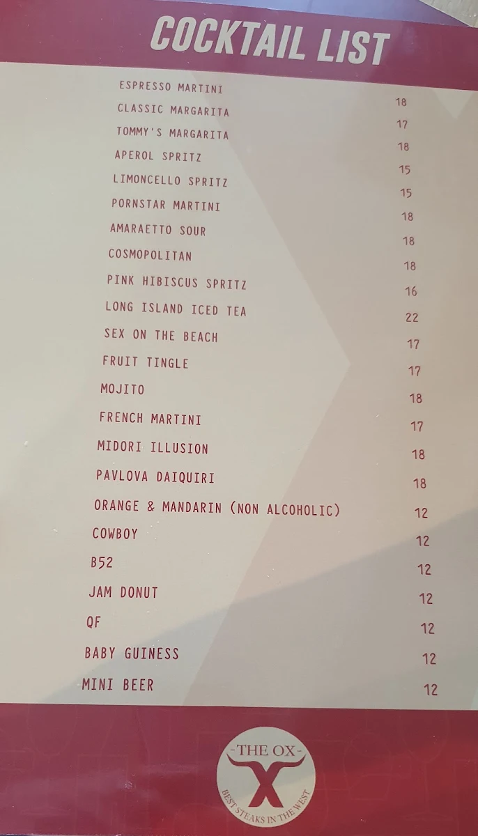 Menu, The Ox