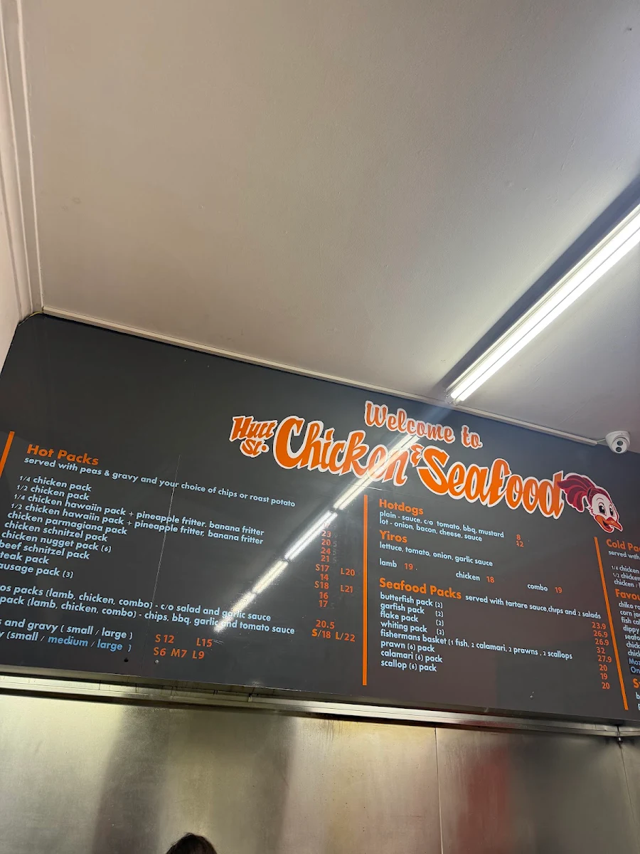 Menu, Hutt Street Chicken and Seafood