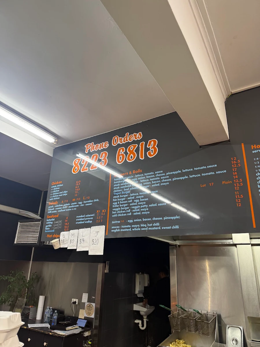 Menu, Hutt Street Chicken and Seafood