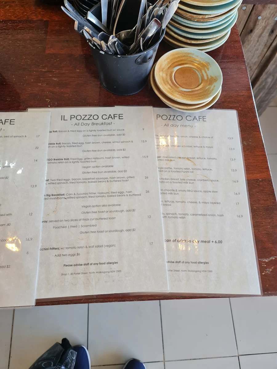 Menu, il Pozzo Cafe