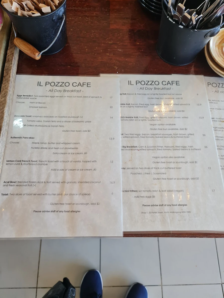 Menu, il Pozzo Cafe