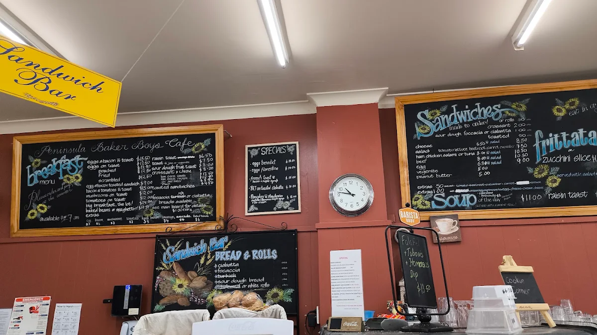 Menu, Peninsula Baker Boys Cafe