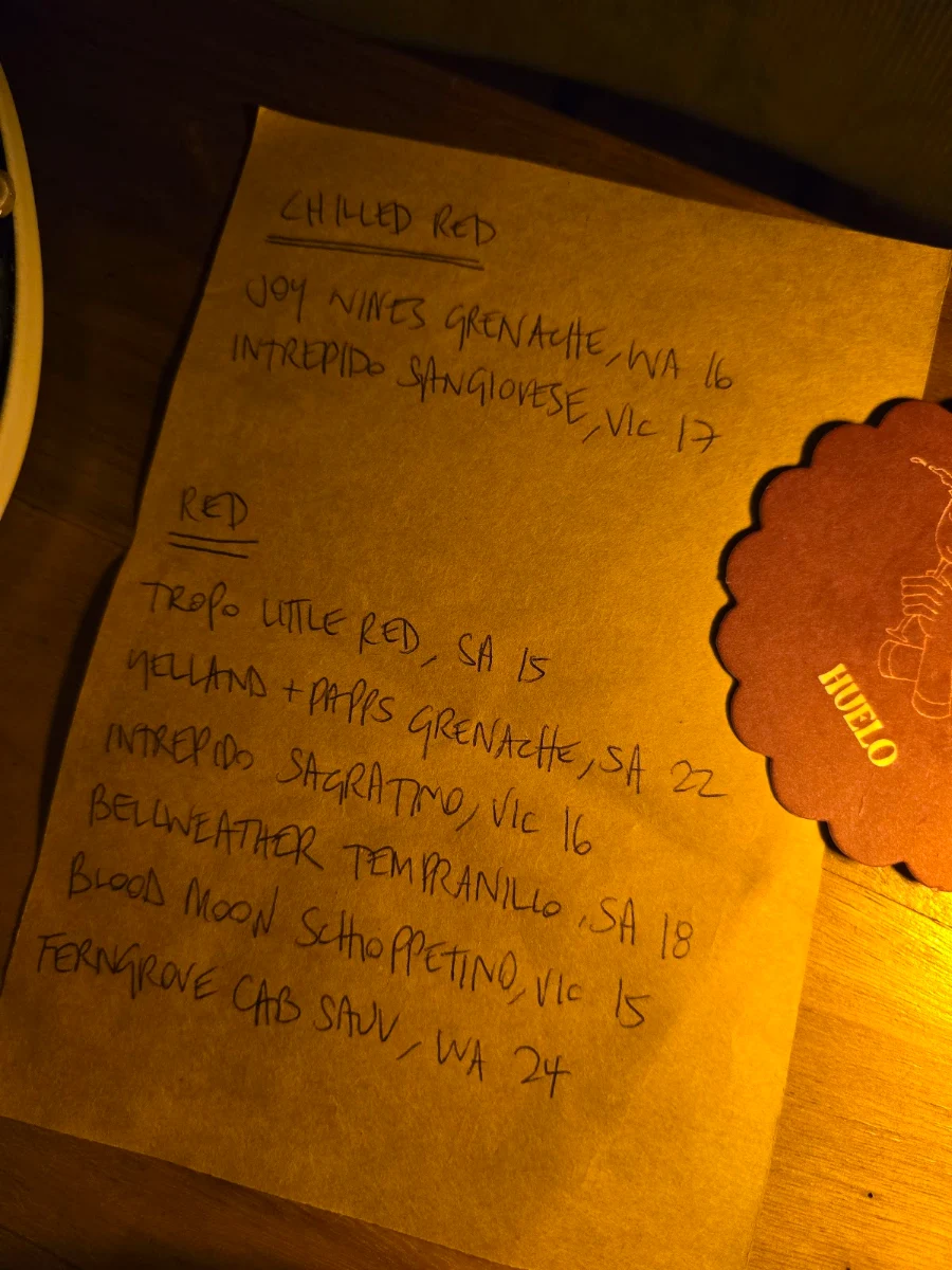 Menu, Huelo