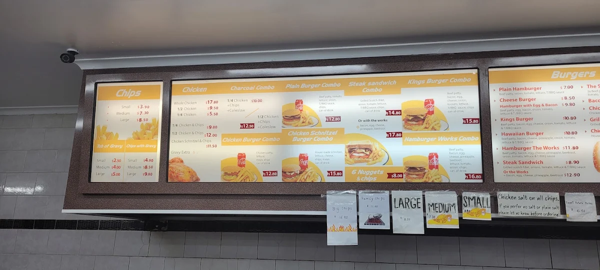 Menu, Kings Chicken