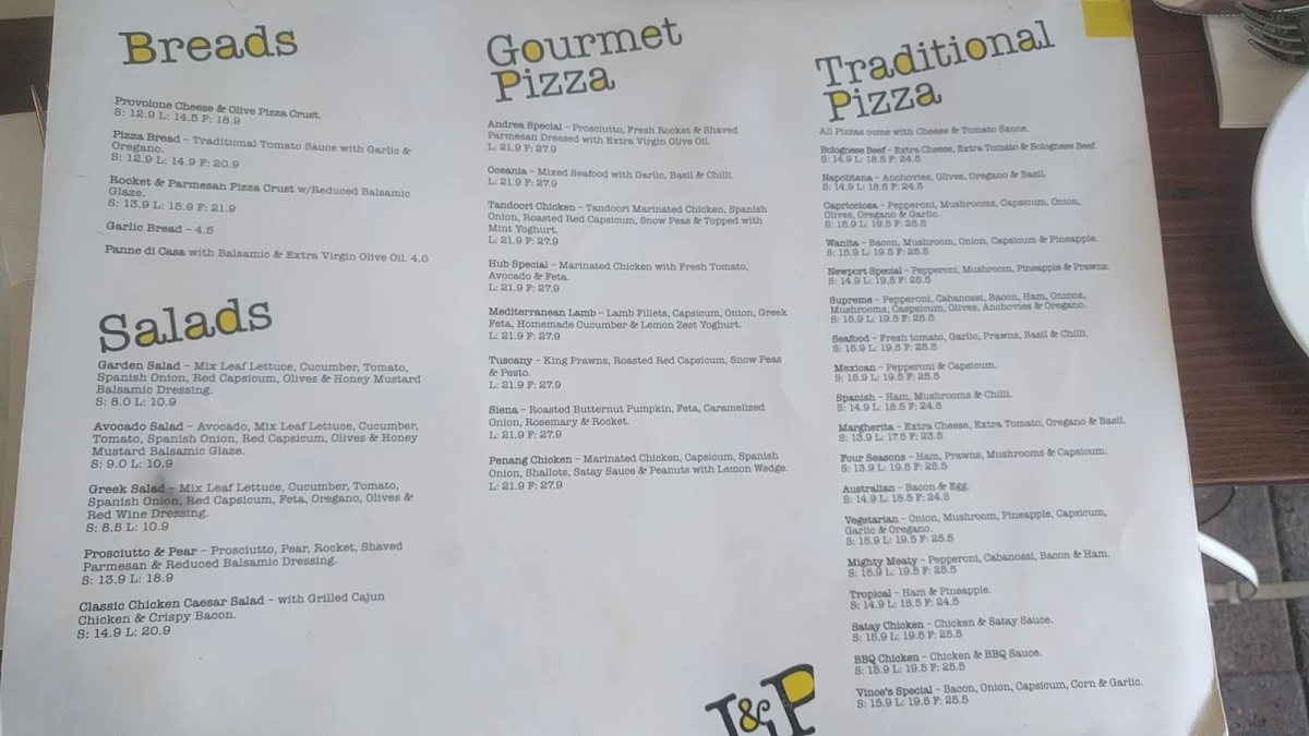 Menu, Lucky & Pep's