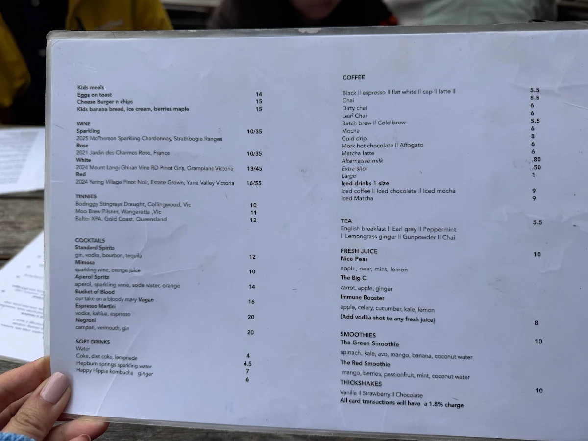 Menu, Stagger Lee's Fitzroy