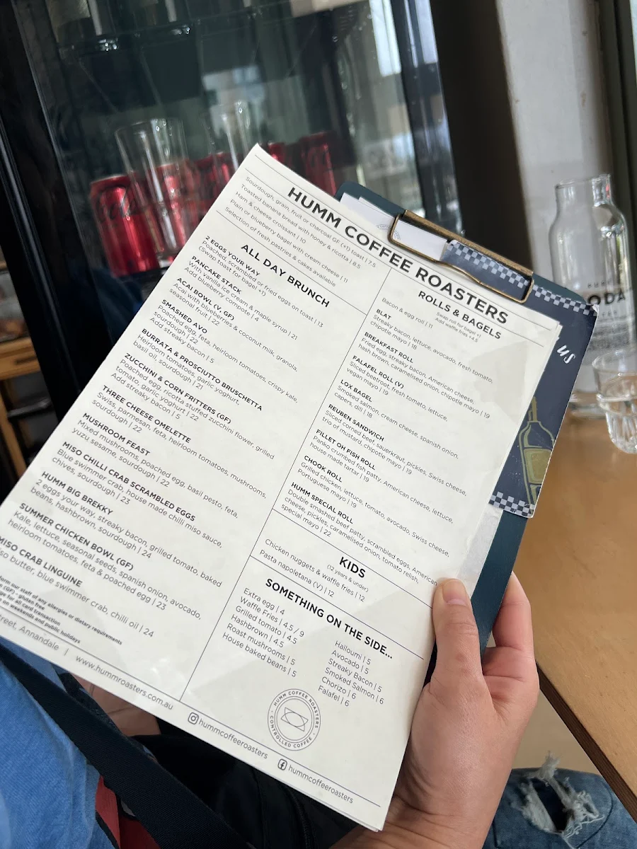 Menu, Cafe Booth Annandale