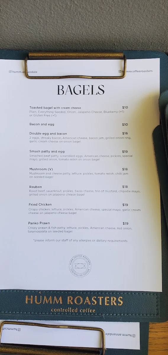 Menu, Cafe Booth Annandale