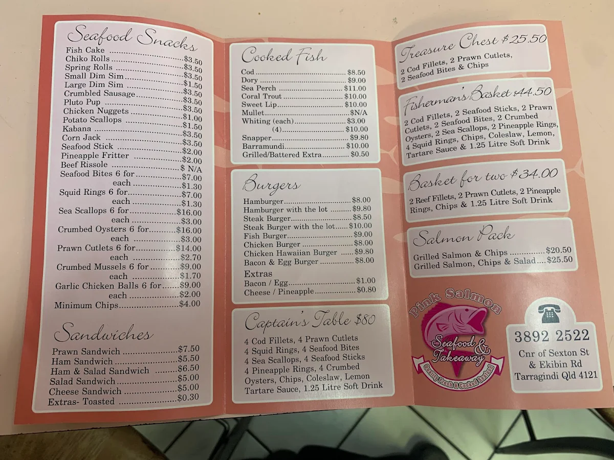 Menu, The Pink Salmon