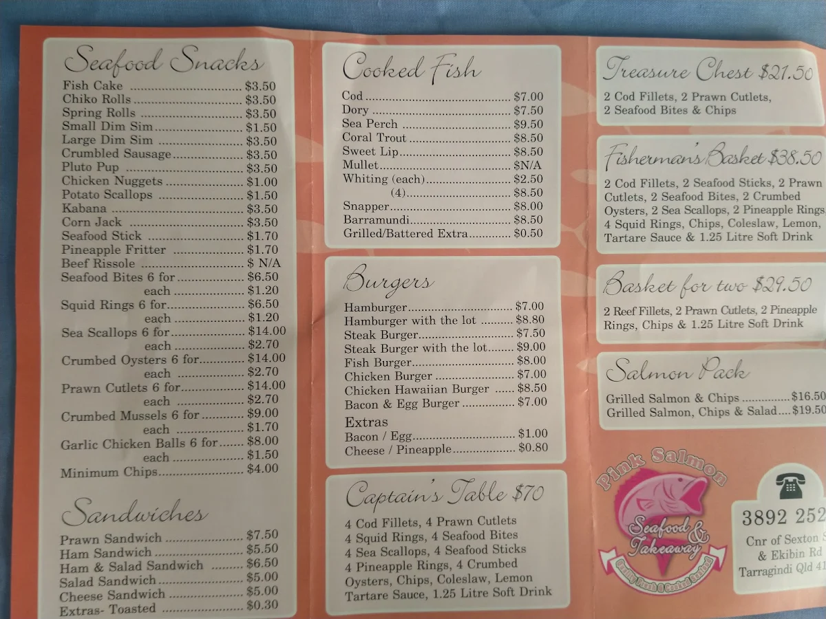 Menu, The Pink Salmon
