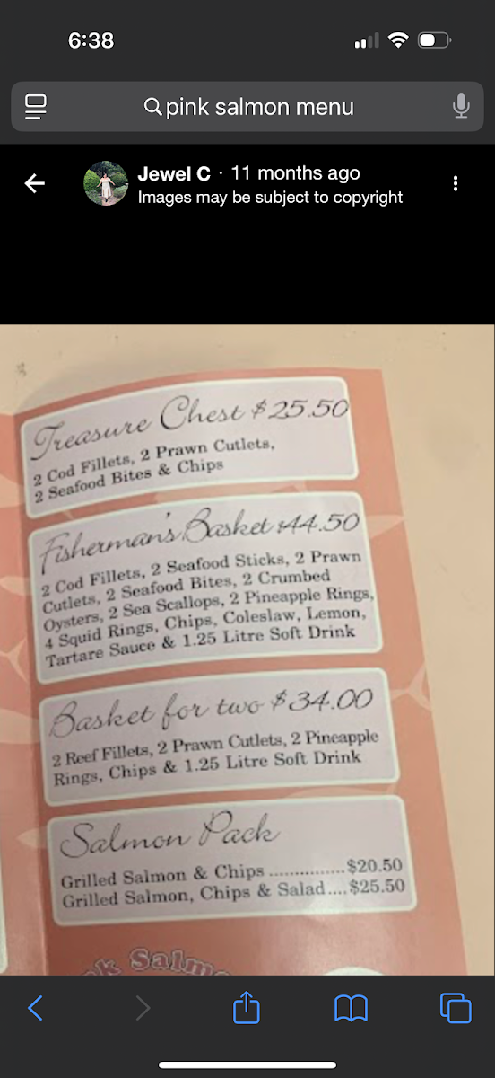 Menu, The Pink Salmon