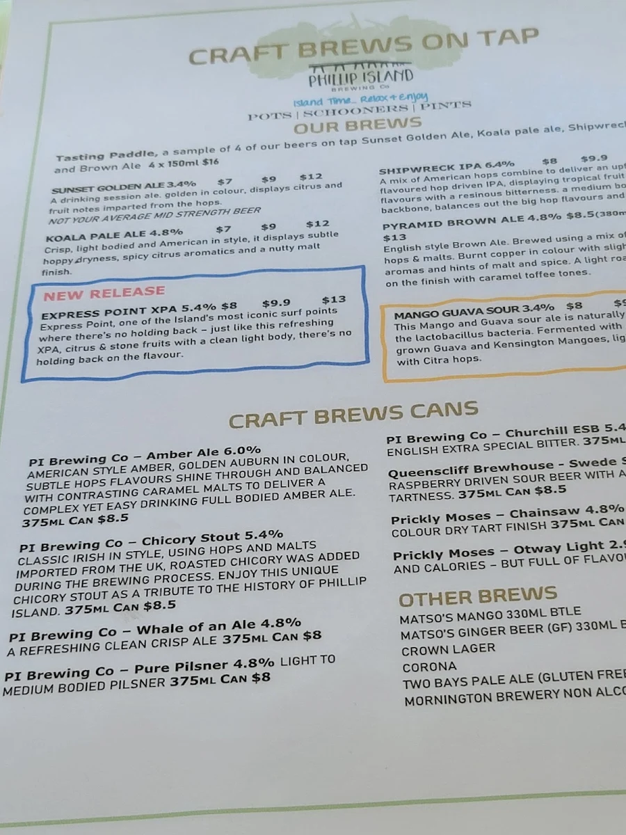 Menu, Rusty Water Brewery Restaurant & Bar