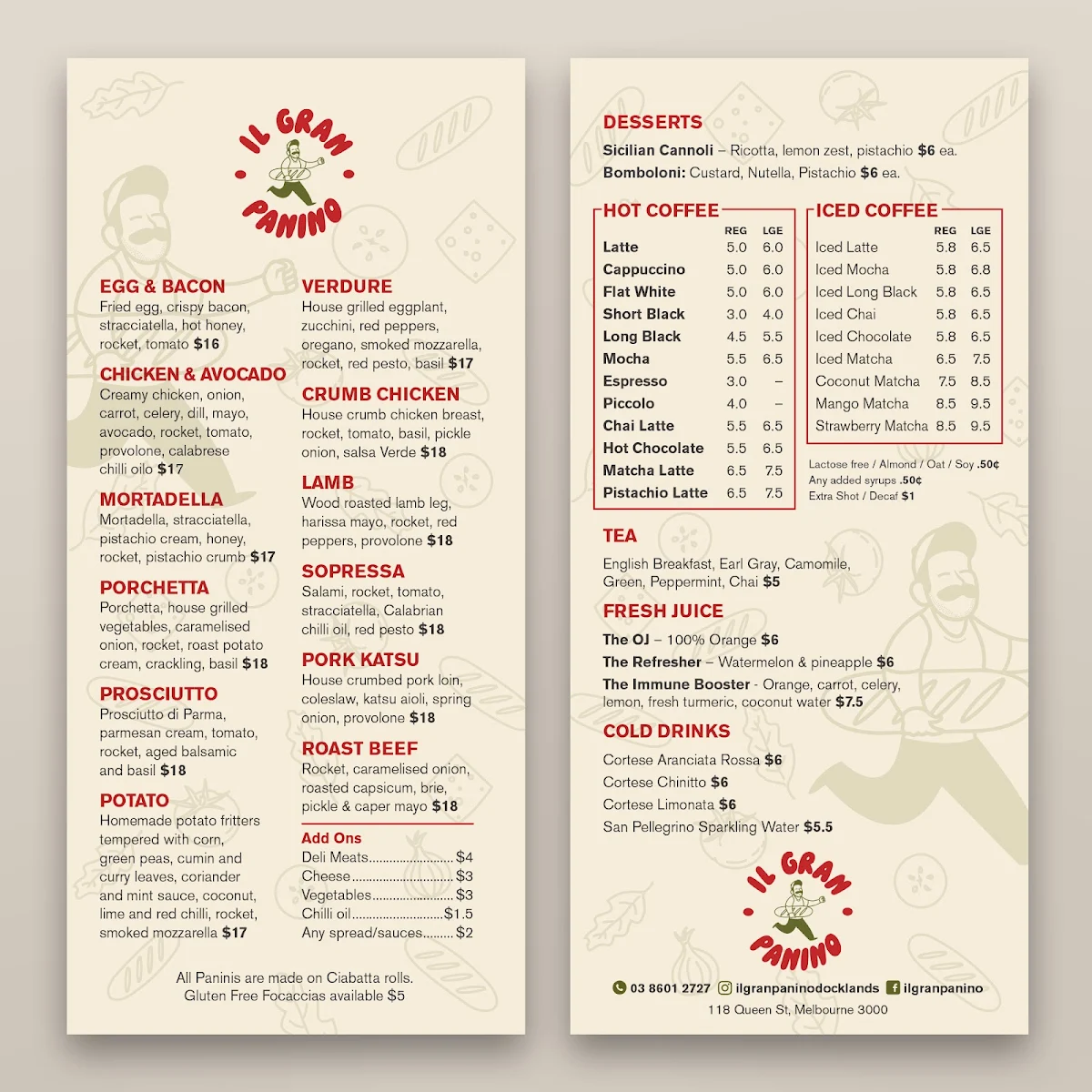 Menu, IL GRAN PANINO