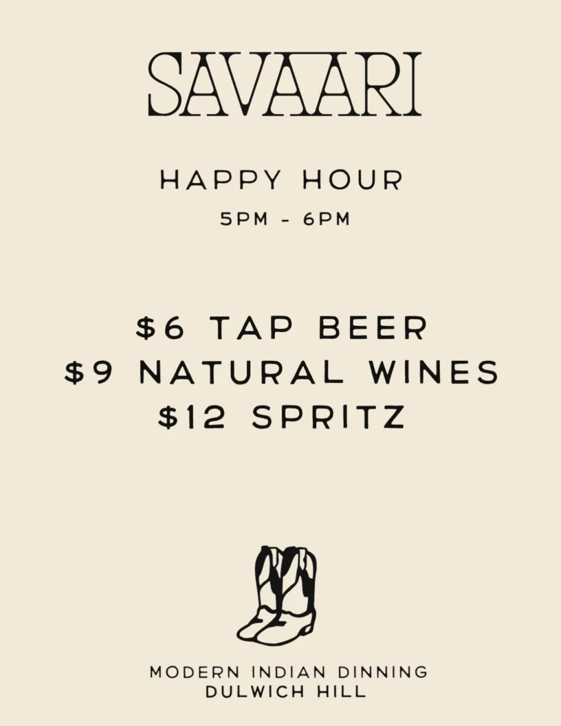Menu, Savaari Modern Indian Bar and Restaurant