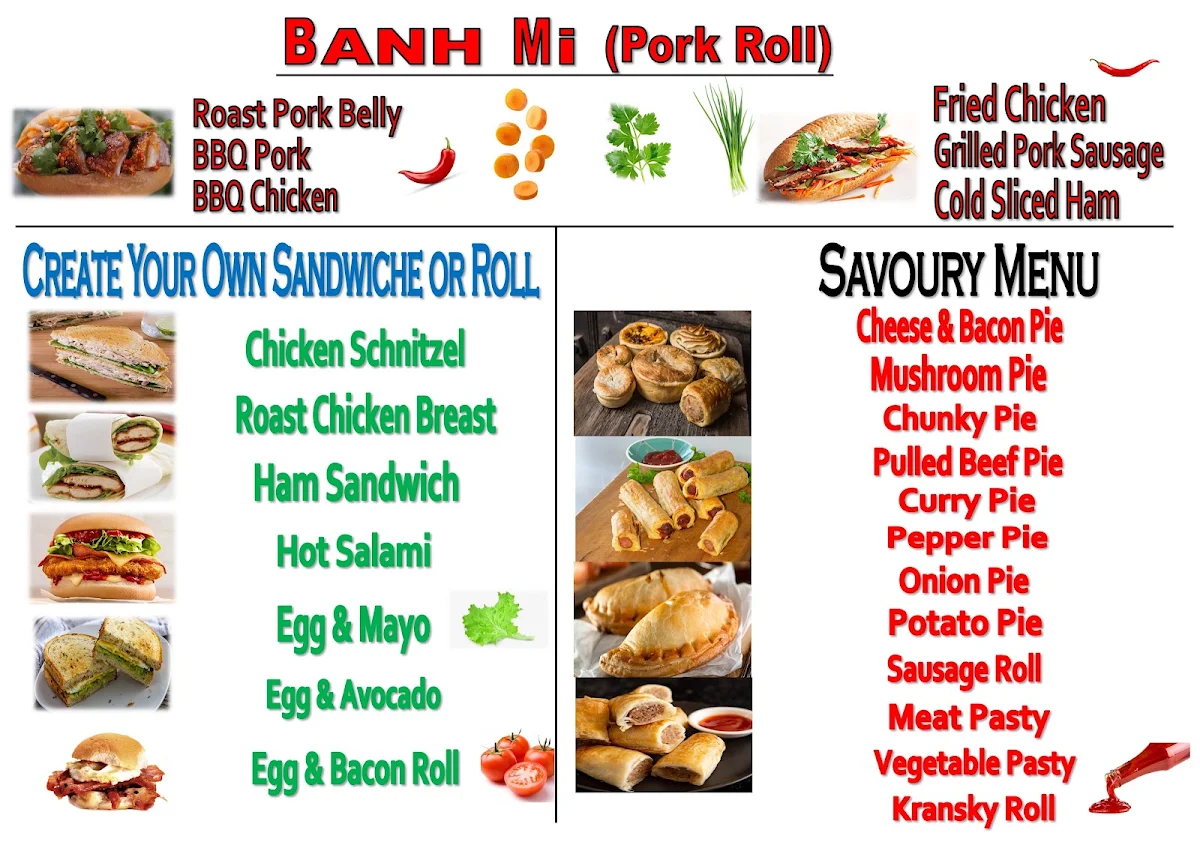 Menu, Charman Bakery