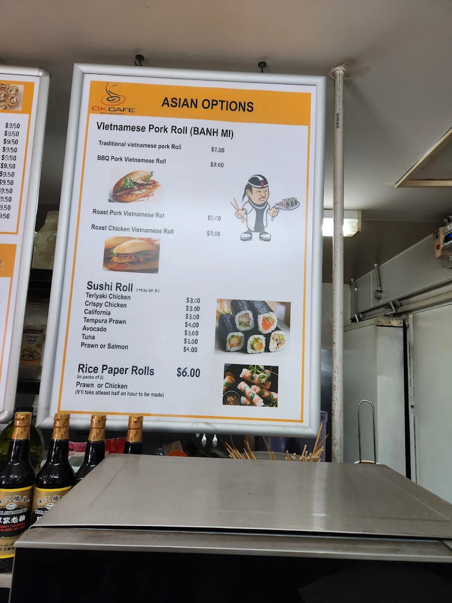 Menu, OK Cafe Restaurant
